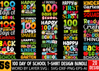 100th Day Of School T-shirt DEsign Bundle