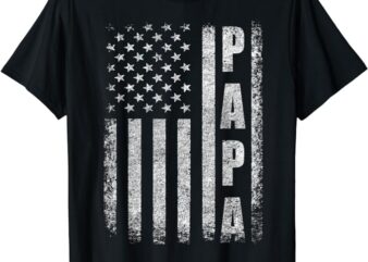 Proud Papa Funny Fathers Day 2023 Gifts Dad America USA flag T-Shirt