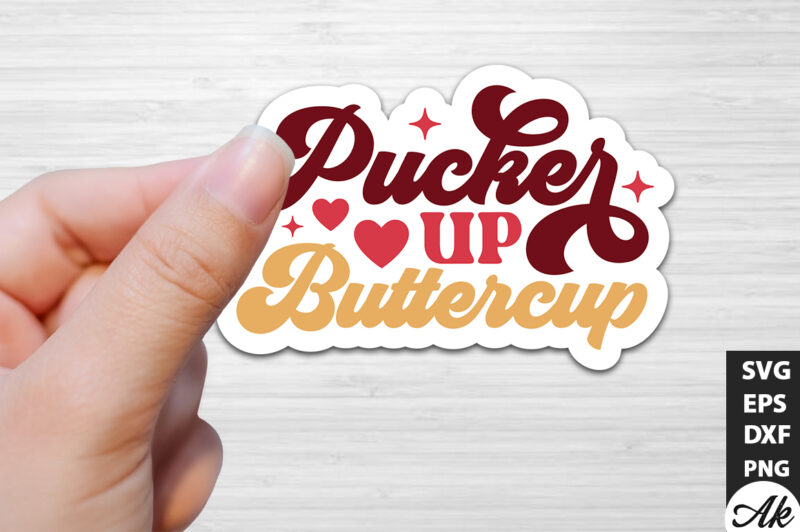 Pucker up buttercup Retro Stickers