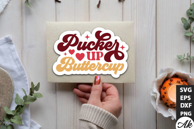 Pucker up buttercup Retro Stickers