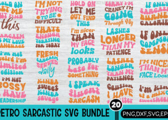 Retro Sarcastic T-shirt Bundle Retro Sarcastic Svg Bundle