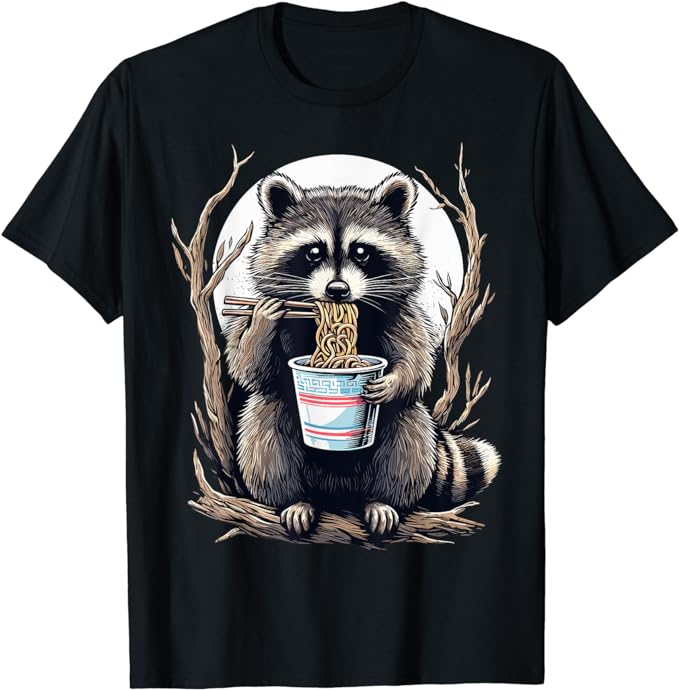 Raccoon Eating Instant Noodle Cup Funny Gifts For Women Men T-Shirt