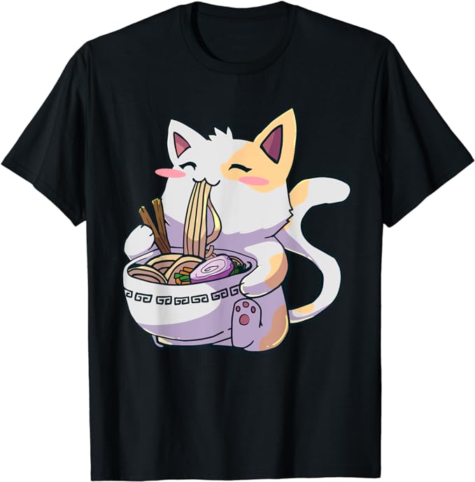 Ramen Cat Kawaii Anime Japanese Kawaii Neko T-Shirt