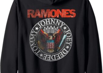 Ramones VINTAGE EAGLE SEAL Rock Music Band Zip Hoodie