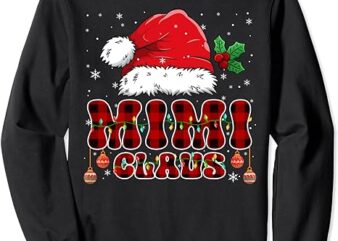 Red Buffalo Plaid Mimi Claus Santa Hat Xmas Lights Christmas Sweatshirt