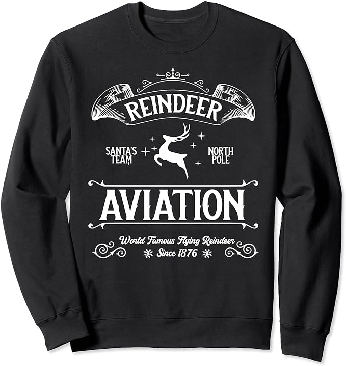 Reindeer Aviation Funny Christmas Santa Claus And Sleigh Sweatshirt