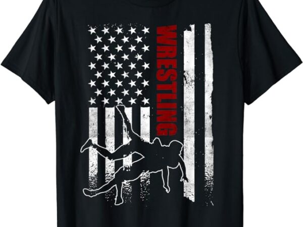 Retro american wrestling apparel us flag wrestling t-shirt