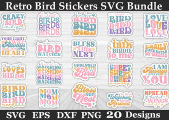 Retro Bird Stickers SVG Bundle t shirt design online