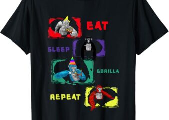 Retro Eat sleep Gorilla, Monke Tag for Kids, Adults Teens T-Shirt