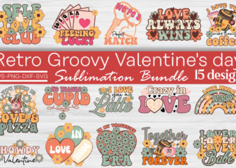 Retro Groovy Valentine’s Day Sublimation Bundle t shirt design online