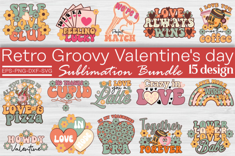 Retro Groovy Valentine’s Day Sublimation Bundle