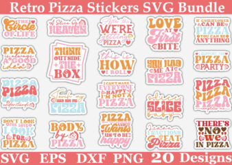 Retro Pizza Stickers SVG Bundle