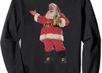 Retro Santa Claus Champagne Christmas Drinking Party Xmas Sweatshirt