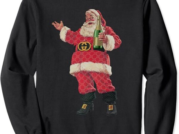 Retro santa claus champagne christmas drinking party xmas sweatshirt