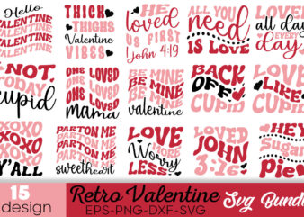 Retro Valentine T-shirt Bundle Retro Valentine SVG Bundle