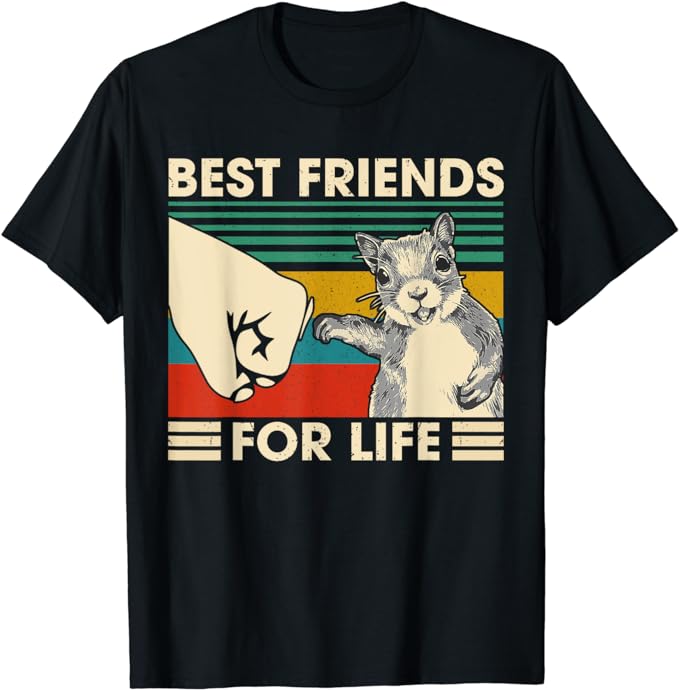 Retro Vintage Squirrel Best Friend For Life Fist Bump T-Shirt