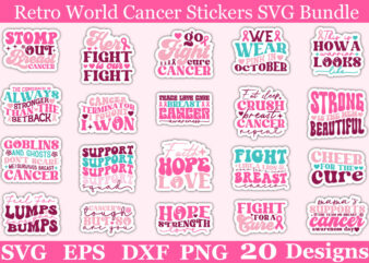 Retro World Cancer Stickers SVG Bundle