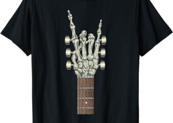 Rock On Skeleton Hand Guitar Rock & Roll Men Women Rock Band T-Shirt