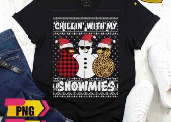Chillin’ With My Snowmies Three Snowman Leopard Ugly Sweater Design PNG Shirt