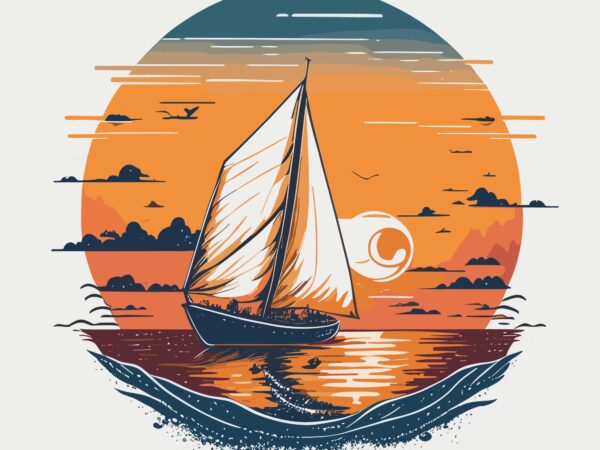 Sailboat gliding on calm waters t shirt template vector