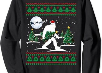 Santa Bigfoot & Christmas Tree Sasquatch Ugly Xmas Sweater Sweatshirt