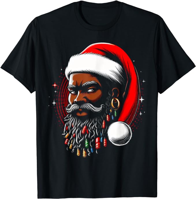 Santa Christmas African American Pyjamas Cool Black X-Mas T-Shirt