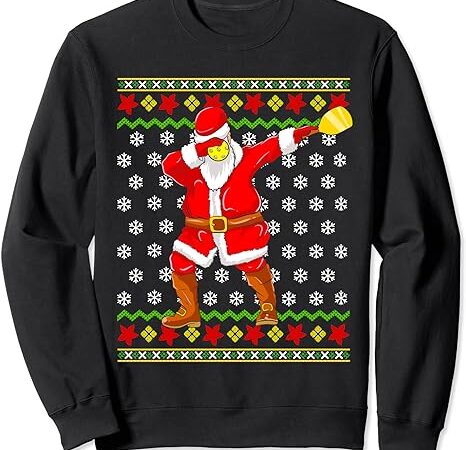 Santa claus pickleball ugly christmas pattern sweatshirt