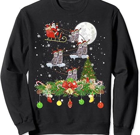 Santa claus riding cat reindeer sleigh xmas day sweatshirt