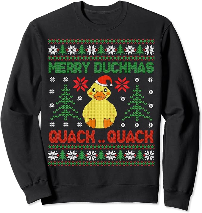 Santa Claus & Rubber Duck Ugly Christmas Sweater Quack Gifts Sweatshirt