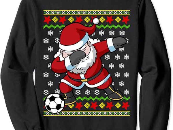 Santa claus soccer dabbing ugly christmas boys kids youth sweatshirt