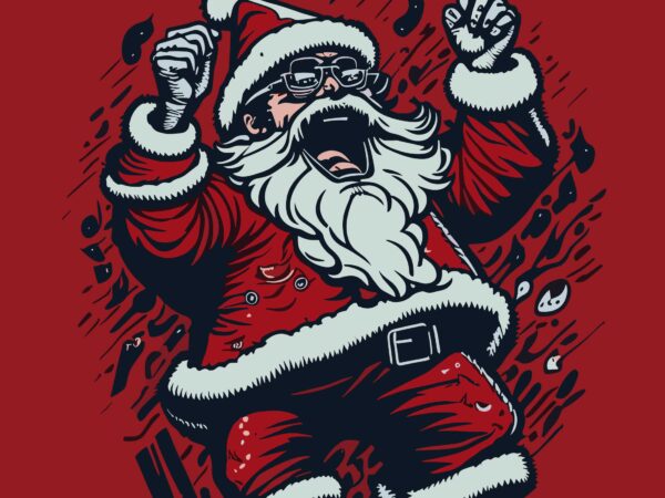 Funny santa on christmas holiday t shirt graphic design