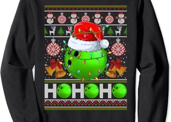 Santas Bowling Ball Xmas Tree Lights Ugly Christmas Sweater Sweatshirt