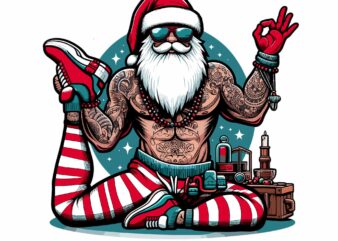 Funny Santa Yoga On Chrismast