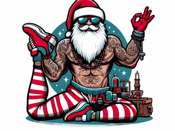 Funny santa yoga on chrismast t shirt graphic design