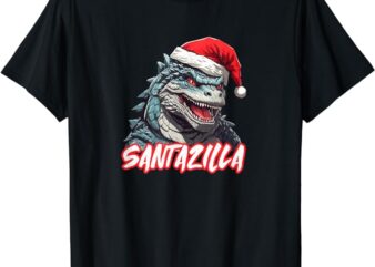 Santazilla Japanese Monster Kaiju Christmas T-Shirt