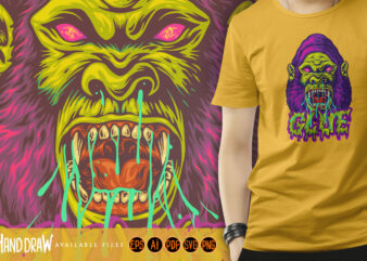 Scary roar gorilla glue symphony t shirt template vector