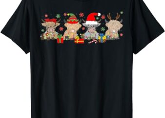 Scottish Highland Cow Christmas Tree Funny Cow Lover Xmas T-Shirt