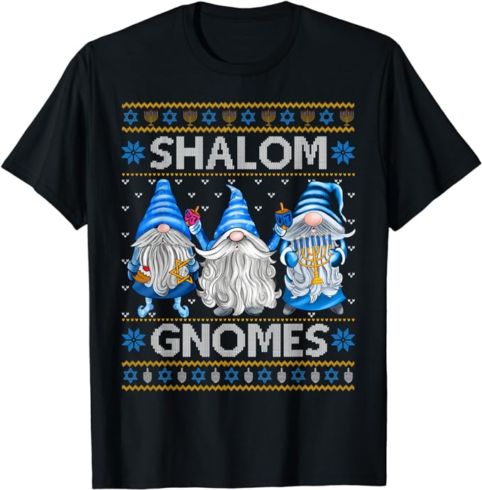 Shalom Gnomes Funny Ugly Hanukkah Sweater Jewish Christmas T-Shirt