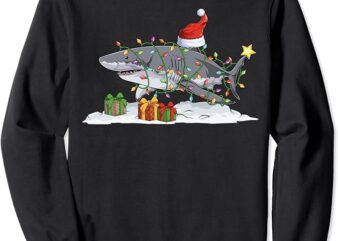 Shark surrounded by Christmas tree lights Christmas XMAS Sweatshirt