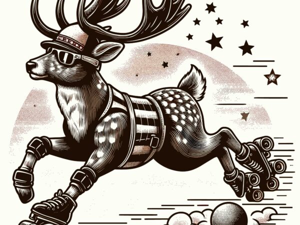 Cute christmas deer playing ice skate t shirt vector file