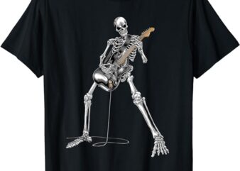 Skeleton Playing Guitar – Rock And Roll Graphic Band Tees T-Shirt
