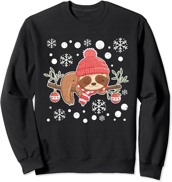 Sloth Santa Claus Animal Lover XMas PJs Christmas Pajamas Sweatshirt