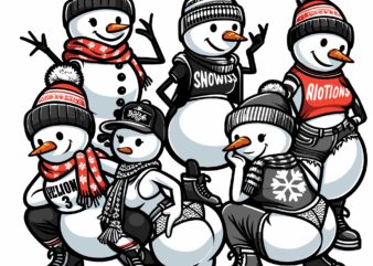 Snowman Group Dance On Christmas t shirt template vector