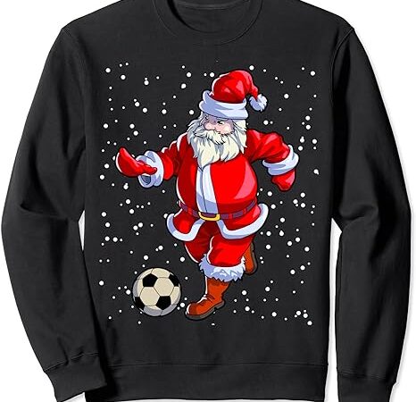 Soccer christmas shirt men kids boys soccer santa claus sweatshirt