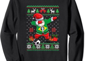 Soccer Dabbing Santa Brazil Flag Ugly Christmas Sweater Sweatshirt