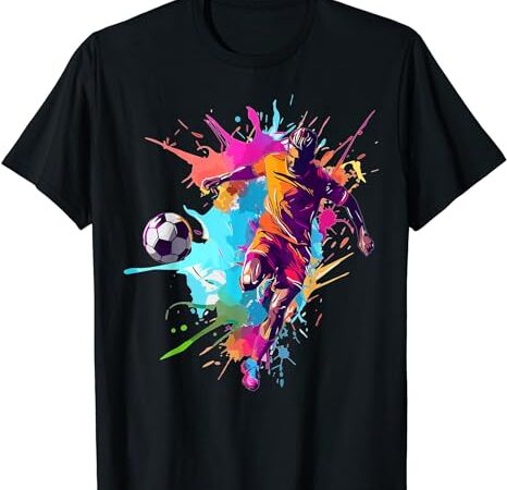 Soccer player paint splash t-shirt