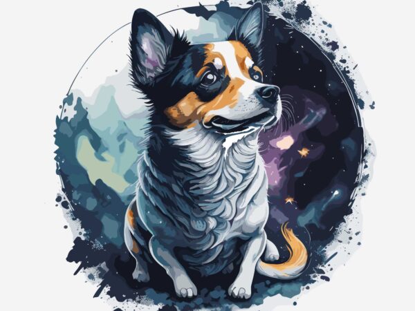 Dog space t shirt vector illustration