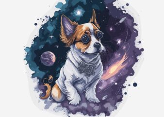 Dog Space t shirt vector illustration