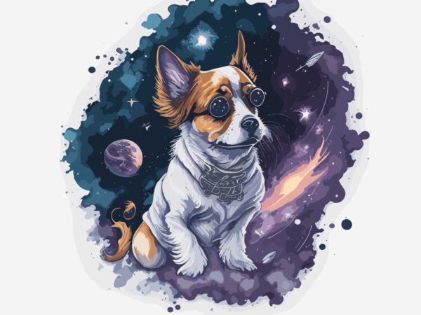 Dog space t shirt vector illustration