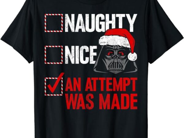 Star wars christmas darth vader naughty or nice checklist t-shirt